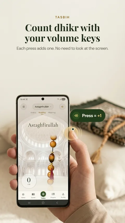 Counting dhikr with the volume keys